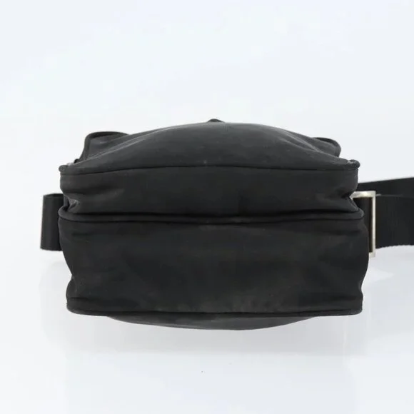PRADA Shoulder Bag Nylon Black Silver Auth 153237